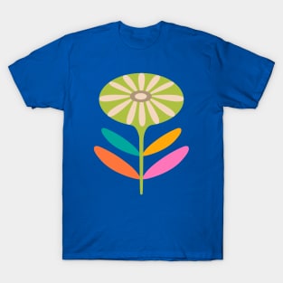 TAMI Mid-Century Modern Mod Floral Round Daisy in Bright Multi-Colours - UnBlink Studio by Jackie Tahara T-Shirt